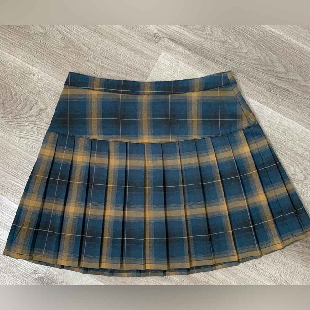 Dickies Plaid Pleated Skirt Yellow & Blue